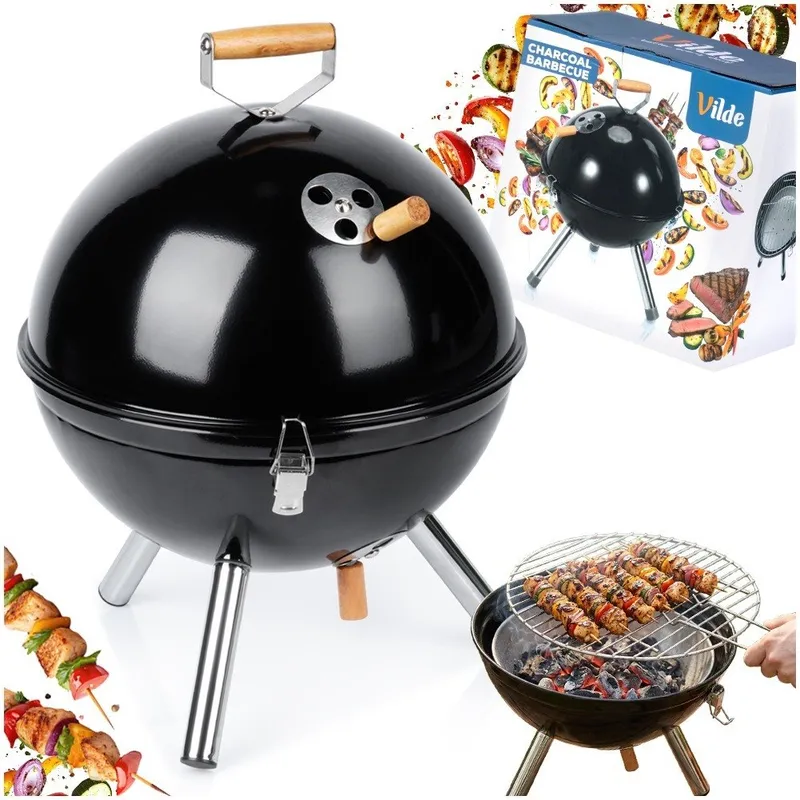 Grill Węglowy Kociołek Przenośny Turystyczny Z Pokrywą 31 GARDIVA - Czarny