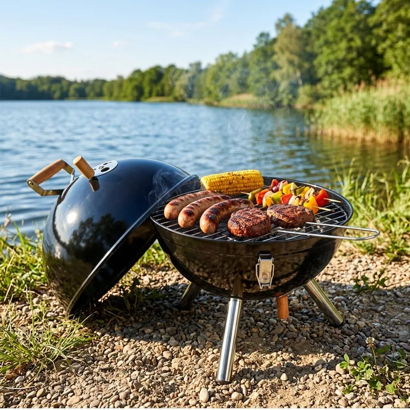 Grill Węglowy Kociołek Przenośny Turystyczny Z Pokrywą 31 GARDIVA - Czarny