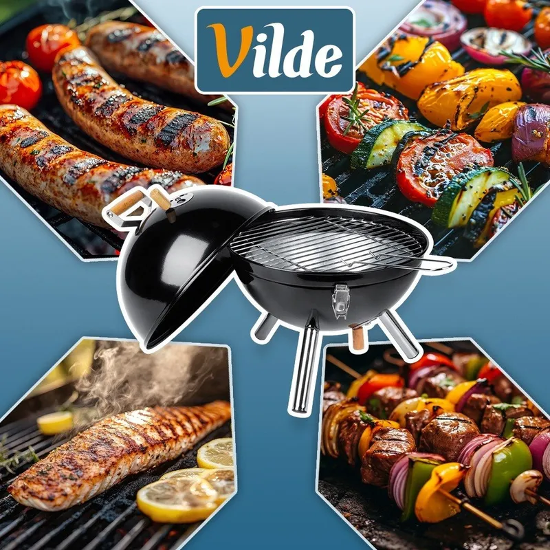 Grill Węglowy Kociołek Przenośny Turystyczny Z Pokrywą 31 GARDIVA - Czarny