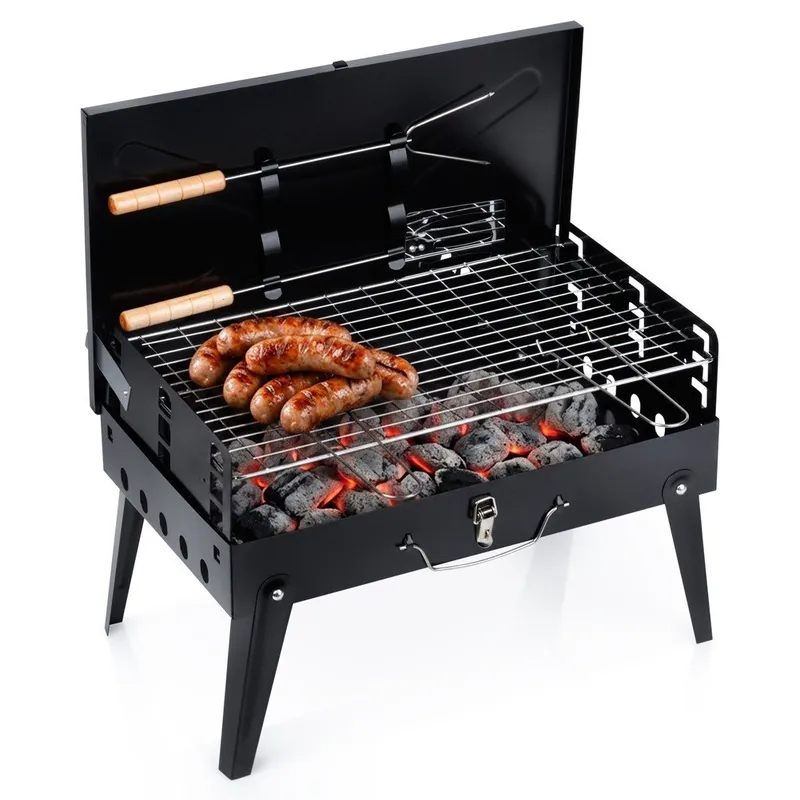 Grill Węglowy Przenośny Składany Walizka Z Przyborami 43 x 26 cm GARDIVA