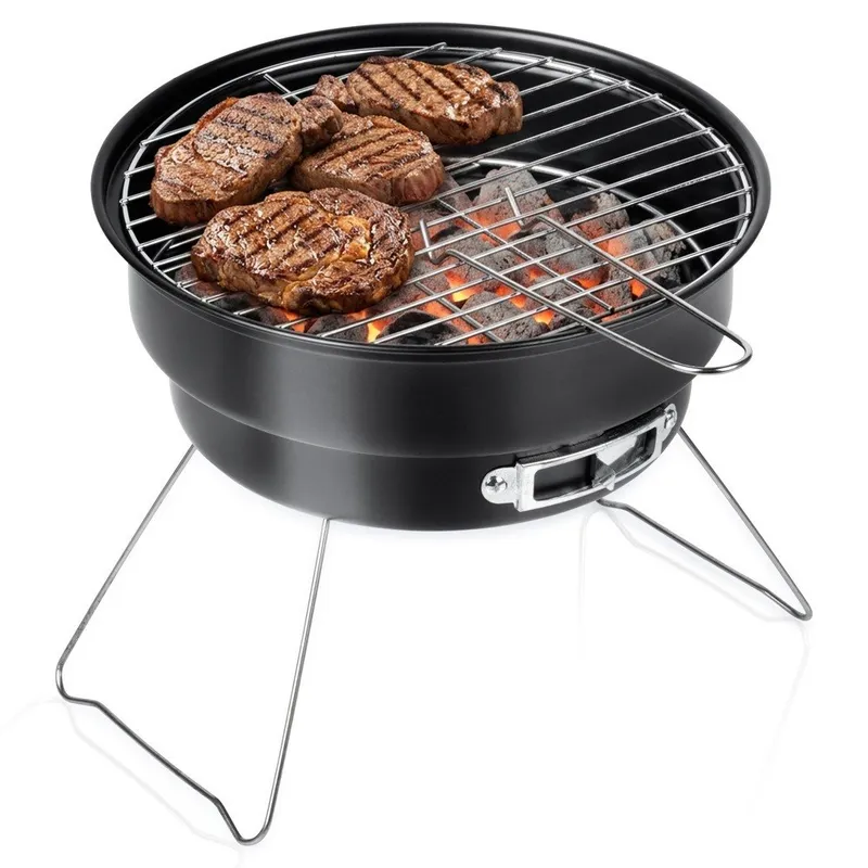 Grill Węglowy Turystyczny Przenośny Składany Okrągły Średnica 25 cm GARDIVA