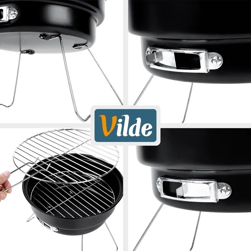 Grill Węglowy Turystyczny Przenośny Składany Okrągły Średnica 25 cm GARDIVA