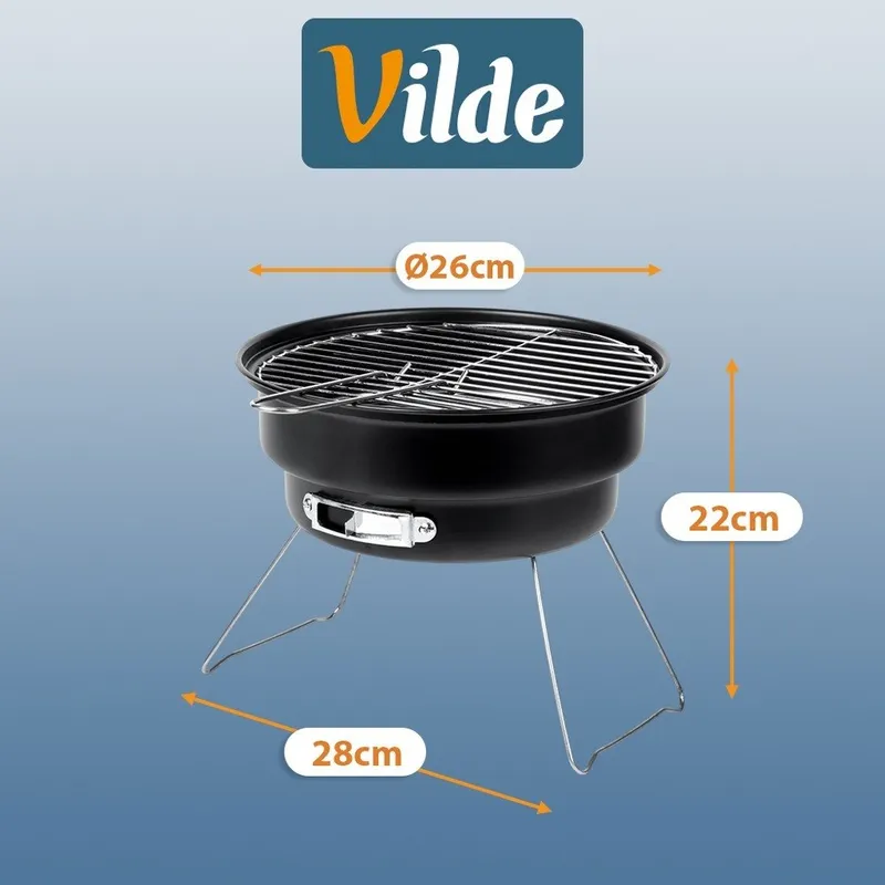 Grill Węglowy Turystyczny Przenośny Składany Okrągły Średnica 25 cm GARDIVA