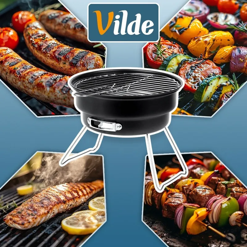 Grill Węglowy Turystyczny Przenośny Składany Okrągły Średnica 25 cm GARDIVA