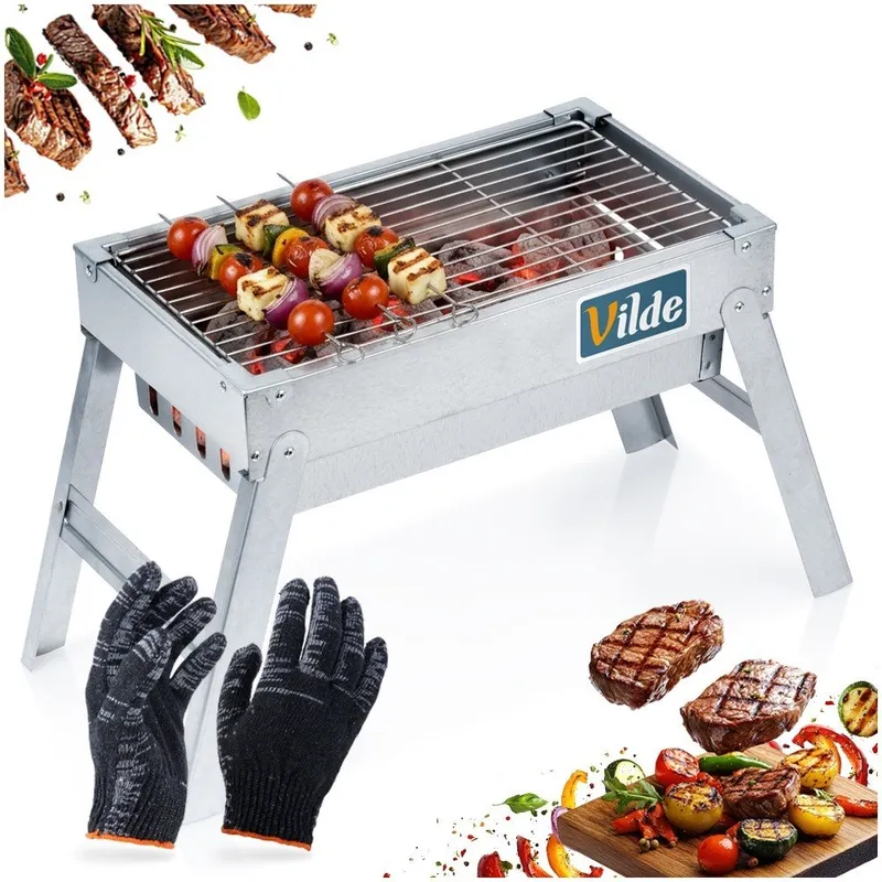 Grill Węglowy Turystyczny Przenośny Składany Ze Stali Nierdzewnej GARDIVA