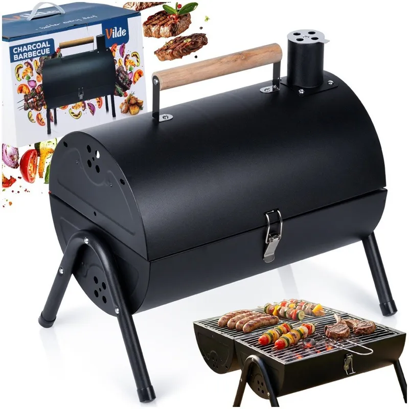 Grill Węglowy Turystyczny Przenośny Zamykany Podwójny GARDIVA - Czarny