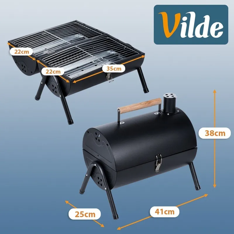 Grill Węglowy Turystyczny Przenośny Zamykany Podwójny GARDIVA - Czarny