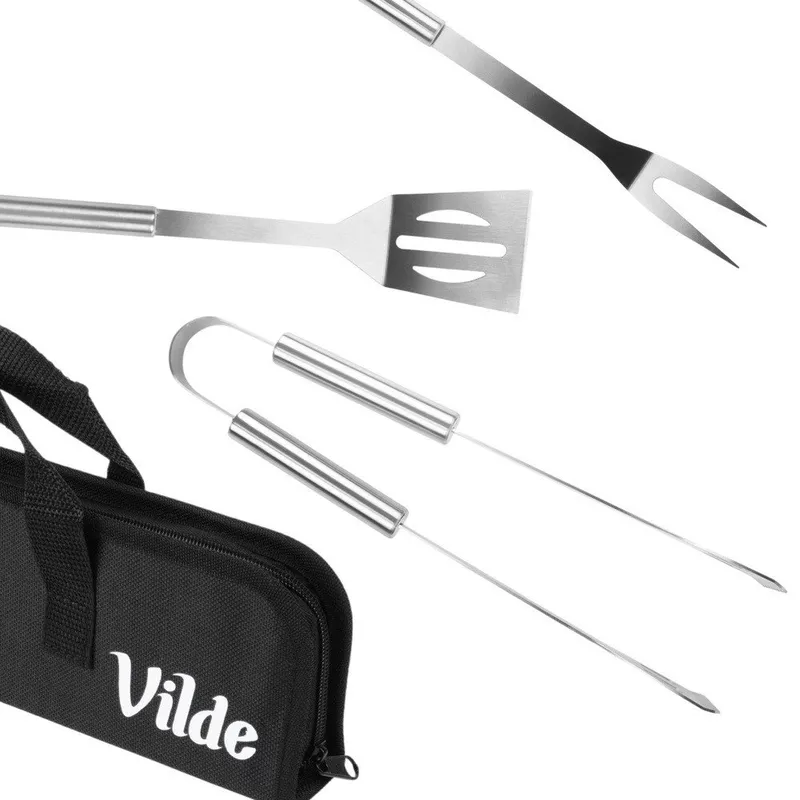 Zestaw Przyborów Do Grilla Stalowy W Etui Sztućce Akcesoria Bbq 3 GARDIVA