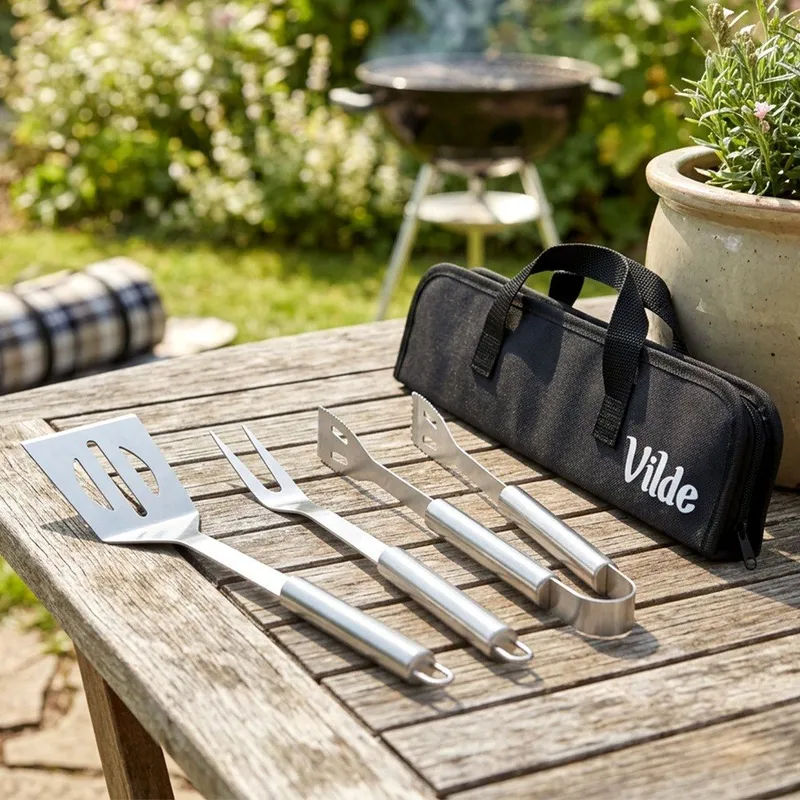 Zestaw Przyborów Do Grilla Stalowy W Etui Sztućce Akcesoria Bbq 3 GARDIVA