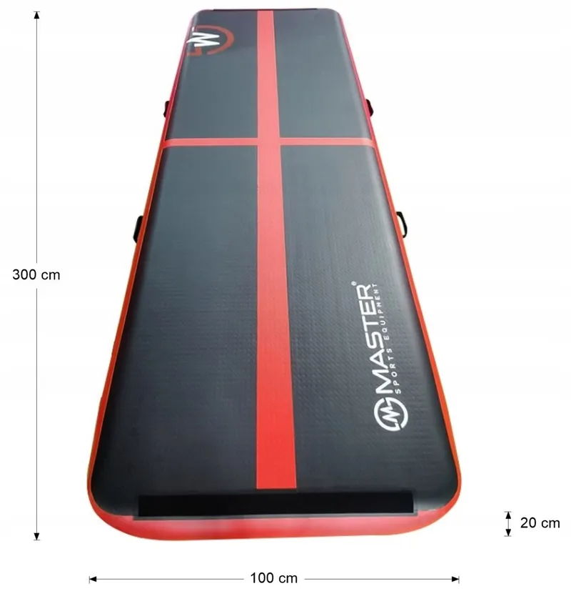 AirTrack Dmuchana Mata Gimnastyczna 300 x 100 x 20 cm Black-Red MOVEMANIA