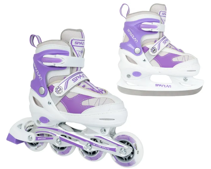 Łyżworolki 2w1 Purple-White Inliner (38-41) MOVEMANIA