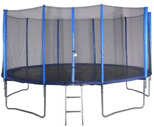 Trampolina Ogrodowa Z Siatką I Drabinką MOVEMANIA - Czarno-Niebieska