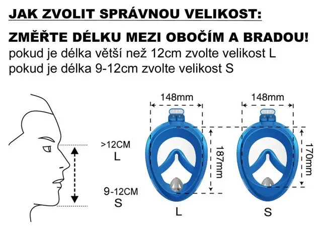 Pełnotwarzowa Maska Do Nurkowania Z Fajką MOVEMANIA - Rozmiar L Szara