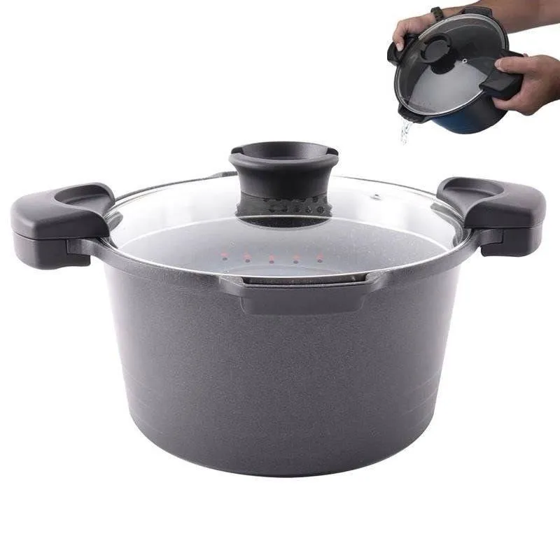 Garnek Granitowy GRANDE 24 cm 5,5 l Odcedzanie Indukcja MEBLIVA