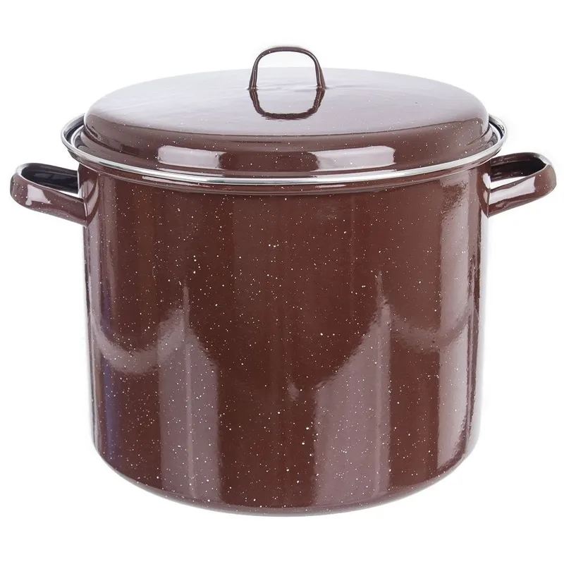 Garnek Emaliowany 20 l BROWN Duży 32 cm Indukcja MEBLIVA - Brązowy