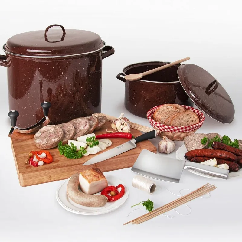 Garnek Emaliowany 20 l BROWN Duży 32 cm Indukcja MEBLIVA - Brązowy