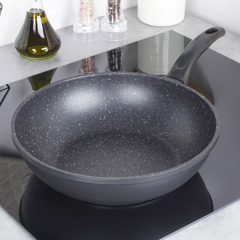 Patelnia Wok Granitowa 30 cm Grande Nieprzywierająca Indukcja MEBLIVA