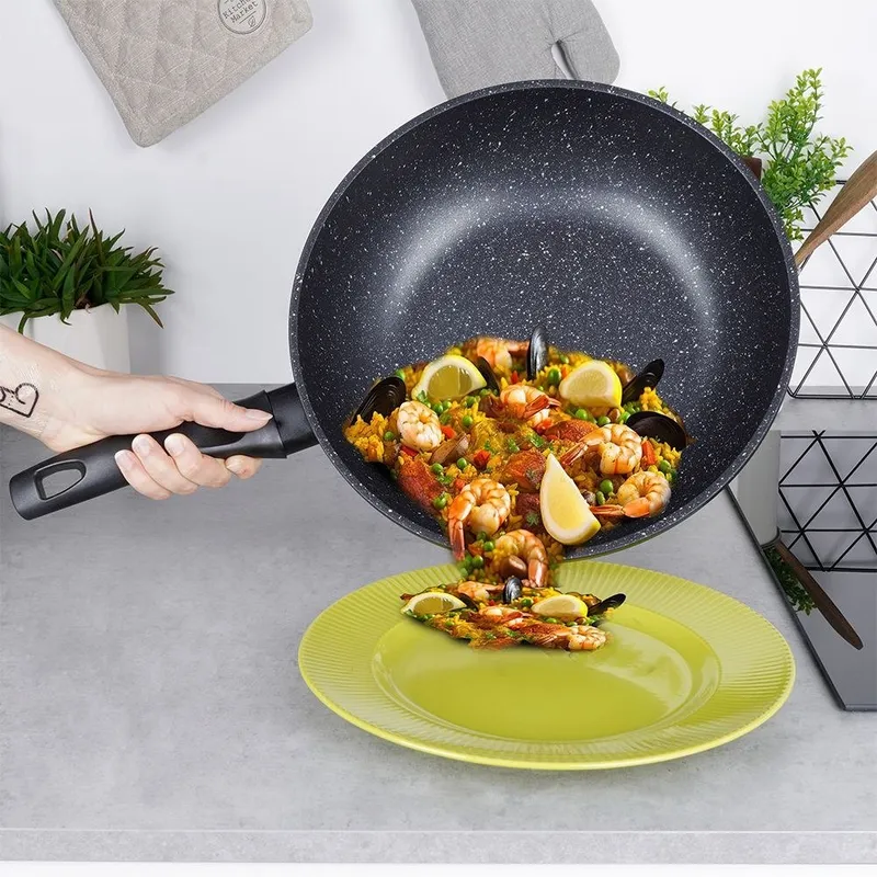 Patelnia Wok Granitowa 30 cm Grande Nieprzywierająca Indukcja MEBLIVA