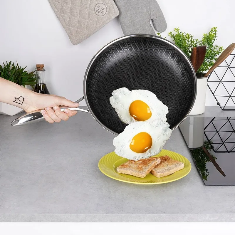 Patelnia Stalowa 28 cm Cookcell Nieprzywierająca Do Piekarnika MEBLIVA