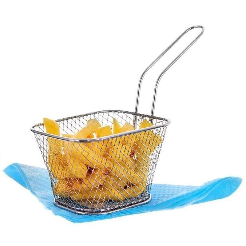 Koszyk Na Frytki 19 x 8 x 13,5 cm Uniwersalny Ze Stali MEBLIVA - Srebrny