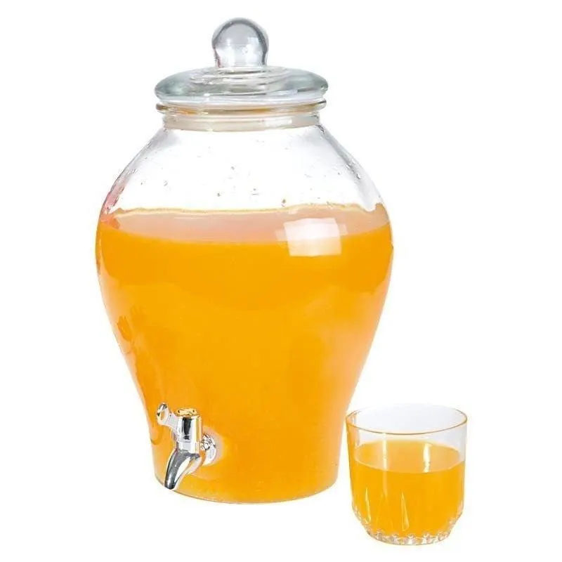 Słój Dozownik Do Napojów Z Kranikiem Szklany Zamykany Solidny 6,5 l MEBLIVA