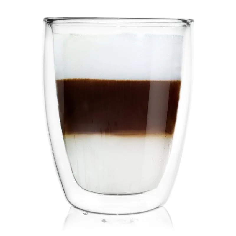 Szklanka Termiczna Latte Szklana 330 ml Podwójna Ścianka 8 x 8 cm MEBLIVA