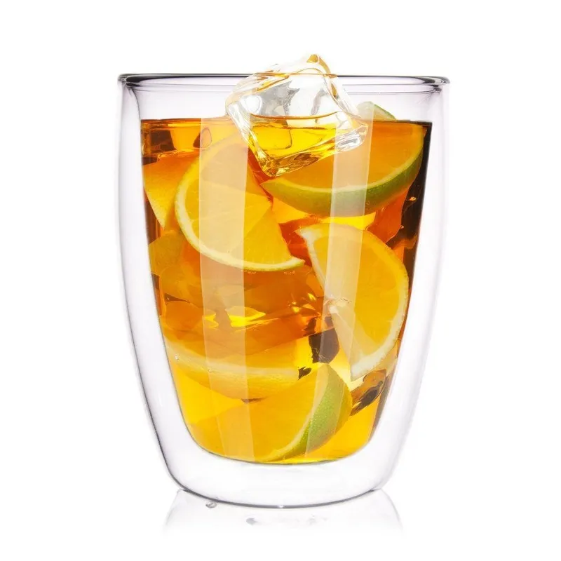 Szklanka Termiczna Latte Szklana 330 ml Podwójna Ścianka 8 x 8 cm MEBLIVA