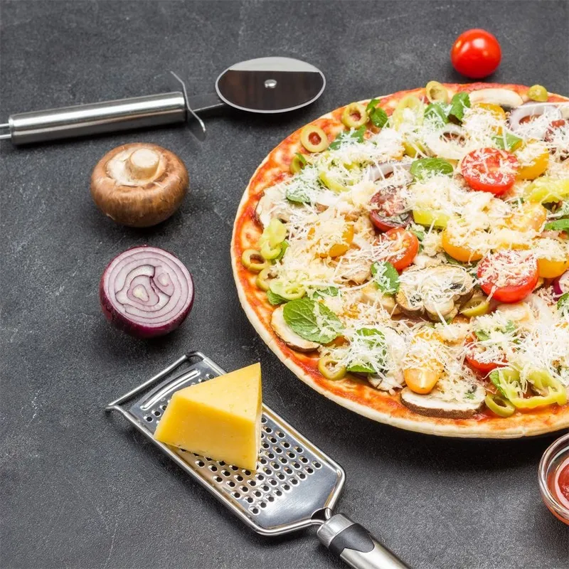 Nóż Do Pizzy Okrągły 20,5 cm Stal Nierdzewna Solidny Trwały MEBLIVA