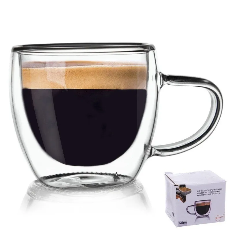 Szklanka Termiczna Espresso Szklana 100 ml Podwójna Ścianka MEBLIVA