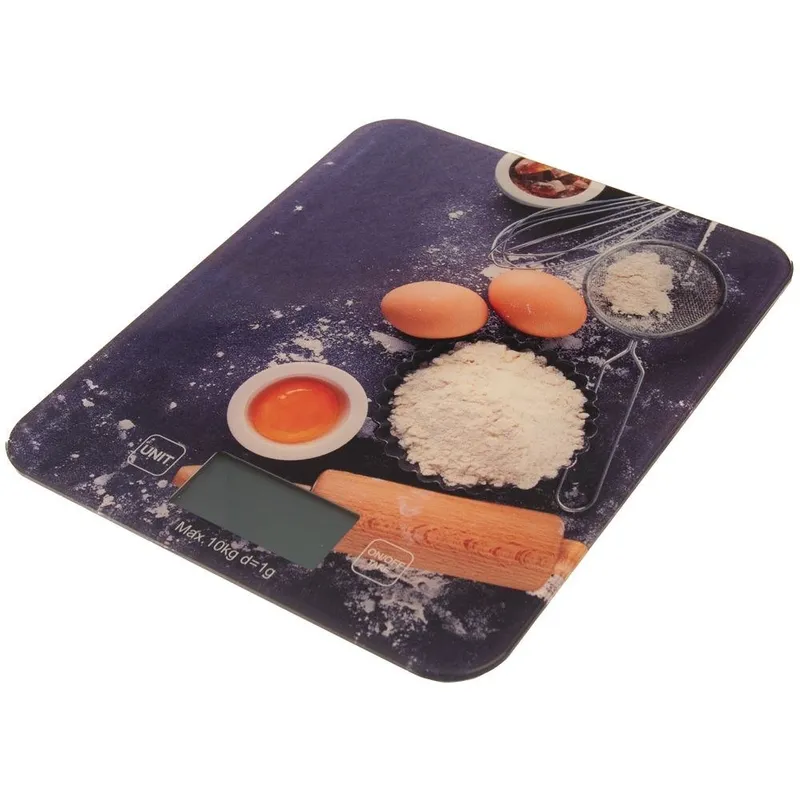 Waga Kuchenna Szklana Cyfrowa 10 kg Funkcja Tary 22,5 x 18,5 cm MEBLIVA
