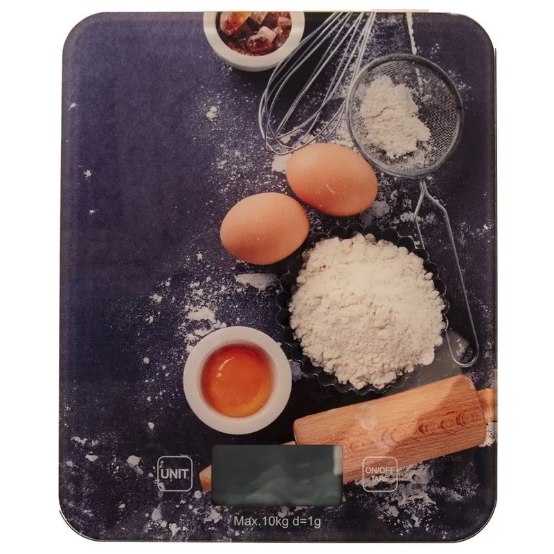Waga Kuchenna Szklana Cyfrowa 10 kg Funkcja Tary 22,5 x 18,5 cm MEBLIVA