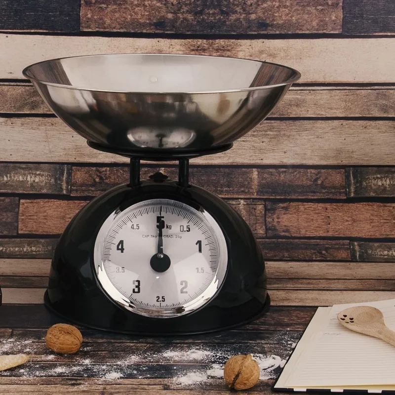 Waga Kuchenna Mechaniczna Metalowa 5 kg Styl Retro 24,5 x 26 cm MEBLIVA