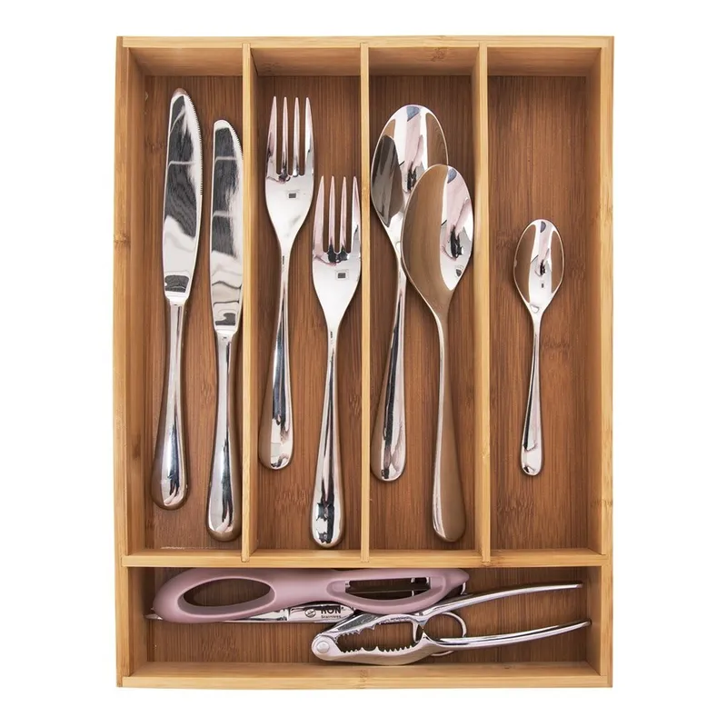 Organizer Wkład Pojemnik Na Sztućce Do Szuflady Bambusowy 35x26 cm MEBLIVA