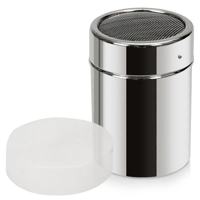 Pojemnik Do Cukru Pudru Cynamonu Stalowy 300 ml Z Sitkiem MEBLIVA