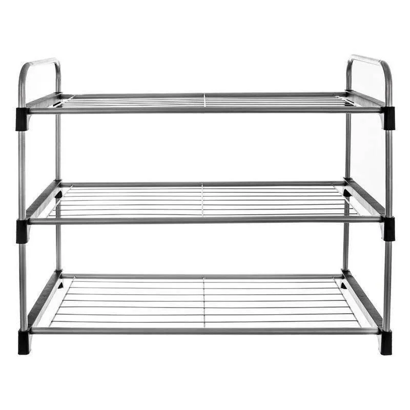 Regał Na Buty Metalowy 3 Poziomy 655 x 30 x 54 cm MEBLIVA - Srebrny