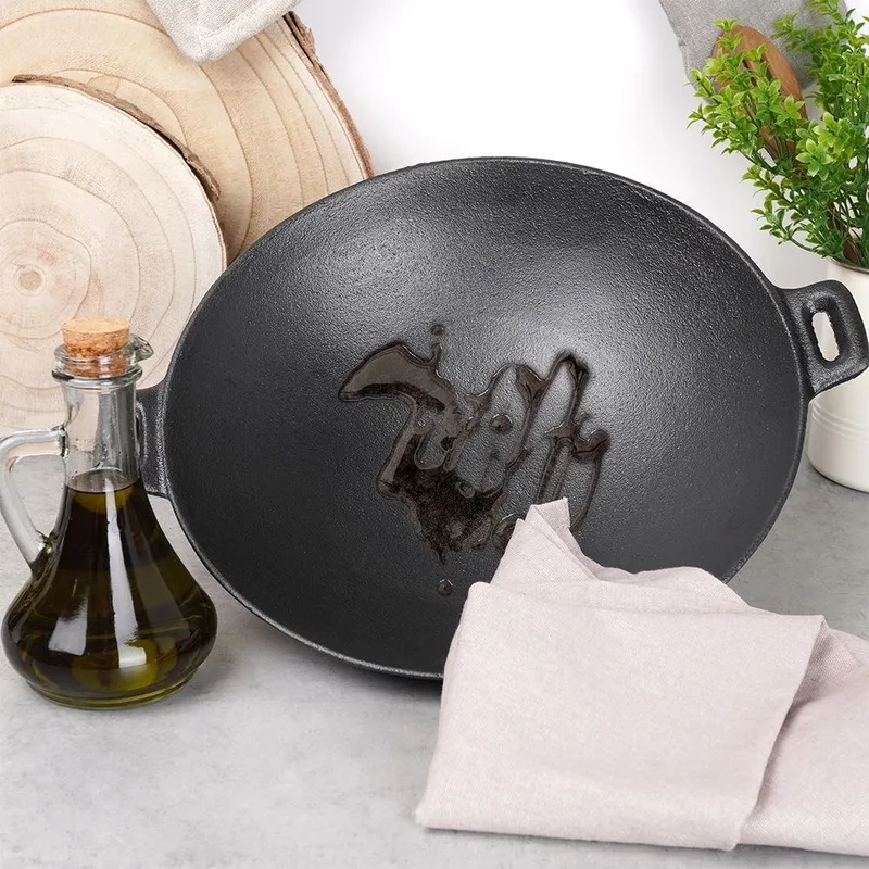 Patelnia Wok Z Uchwytami Nieprzywierająca Solidna 30 cm MEBLIVA