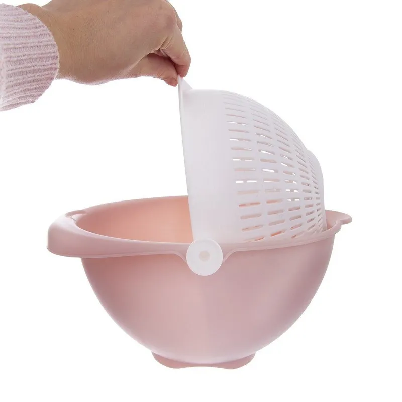 Miska Z Obrotowym Cedzakiem 25 cm Bez BPA Do Mycia I Odcedzania MEBLIVA