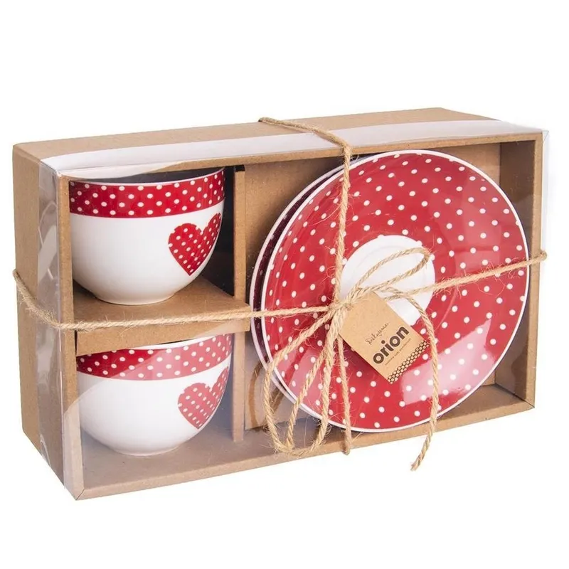 Filiżanki Ze Spodkiem TECKA 280 ml Porcelana Do Zmywarki 2 szt. MEBLIVA