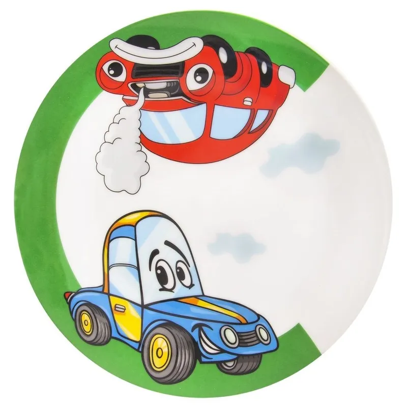 Zestaw Śniadaniowy 3 el. Porcelanowy Dziecięcy Kubek Talerz Auto MEBLIVA
