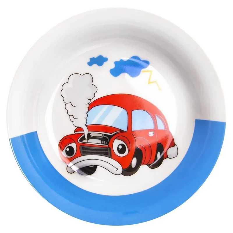 Zestaw Śniadaniowy 3 el. Porcelanowy Dziecięcy Kubek Talerz Auto MEBLIVA
