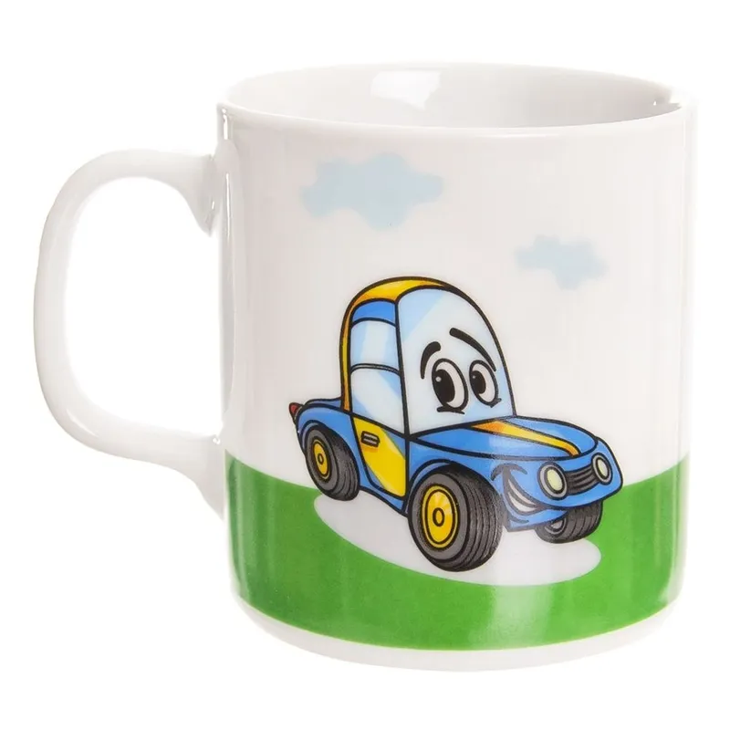 Zestaw Śniadaniowy 3 el. Porcelanowy Dziecięcy Kubek Talerz Auto MEBLIVA