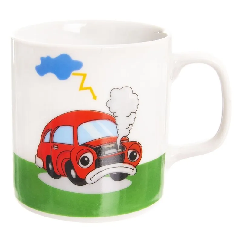 Zestaw Śniadaniowy 3 el. Porcelanowy Dziecięcy Kubek Talerz Auto MEBLIVA