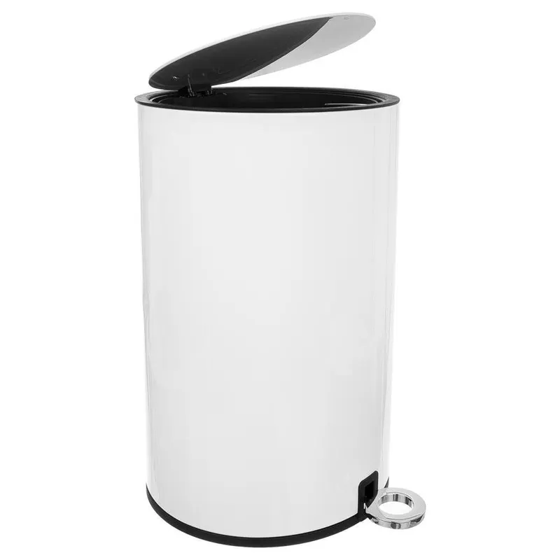 Kosz Na Śmieci Odpady Z Pedałem Pokrywą Metalowy Mały MEBLIVA - Biały