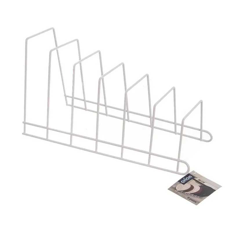 Stojak Na Pokrywki Do Garnków 34 x 17 cm Metalowy Na 6 MEBLIVA - Biały