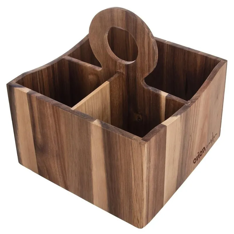 Stojak Na Sztućce Sosy Przyprawy Drewniany Solidny 18,5 x 18,5 MEBLIVA