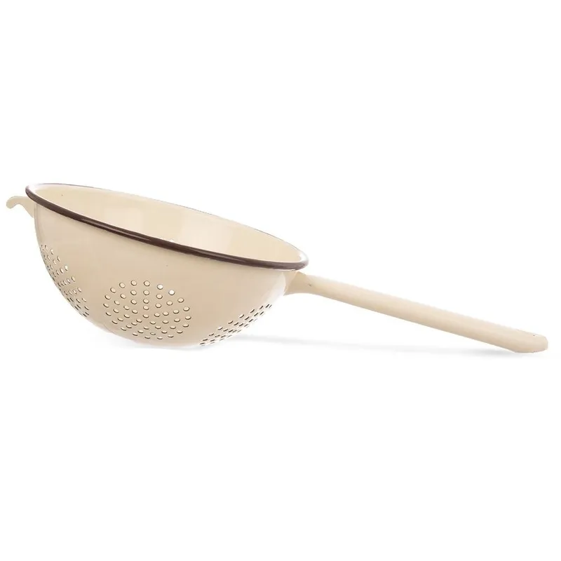 Cedzak Kuchenny Emaliowany Solidny Brown 22 cm MEBLIVA - Brązowy