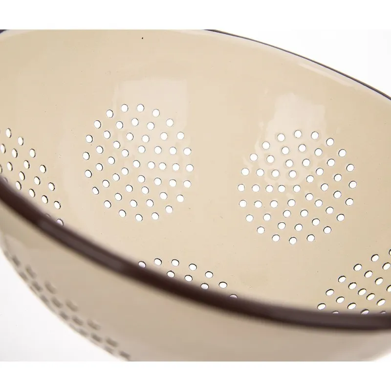 Cedzak Kuchenny Emaliowany Solidny Brown 22 cm MEBLIVA - Brązowy