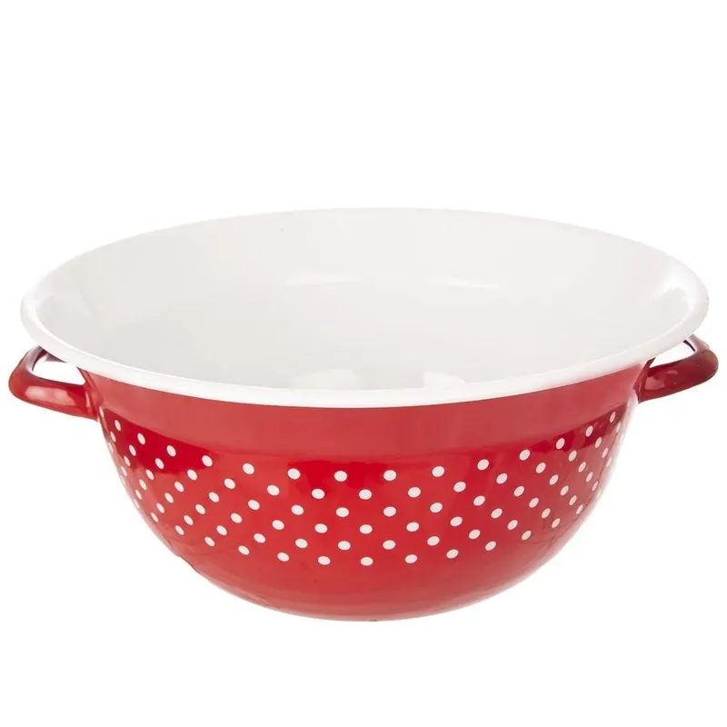Miska Kuchenna Emaliowana W Groszki 34 cm 9 l Tecka MEBLIVA - Czerwona