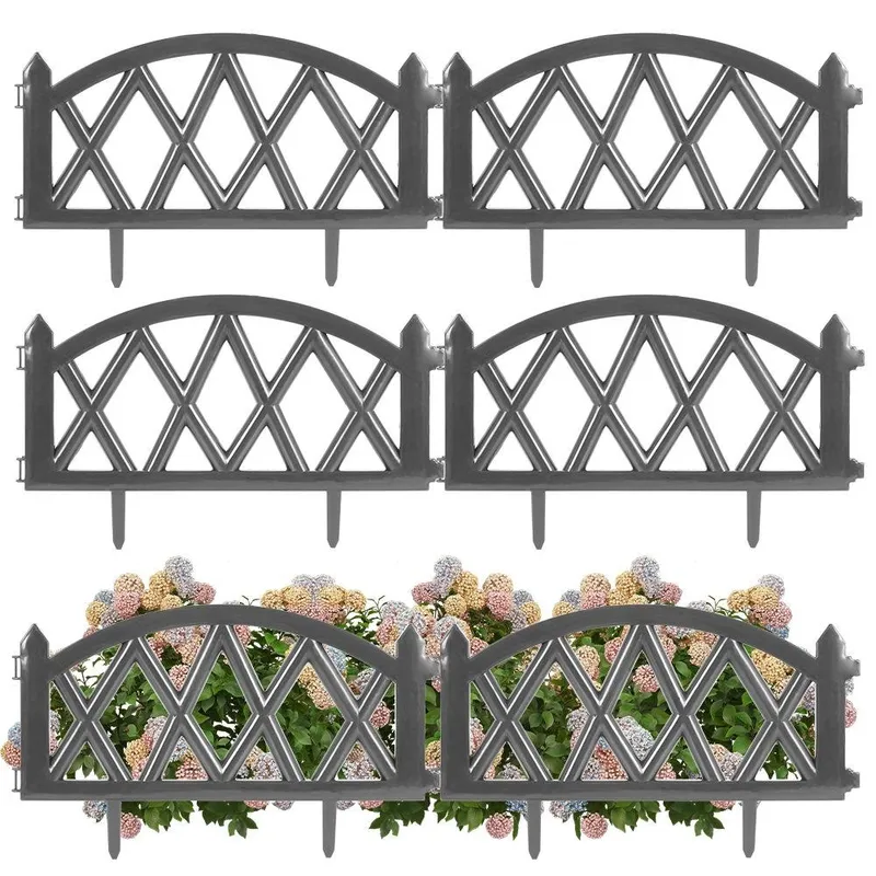 Płotek Ogrodowy Ozdobny Palisada Obrzeże 50 x 30 cm 6 GARDIVA - Grafitowy