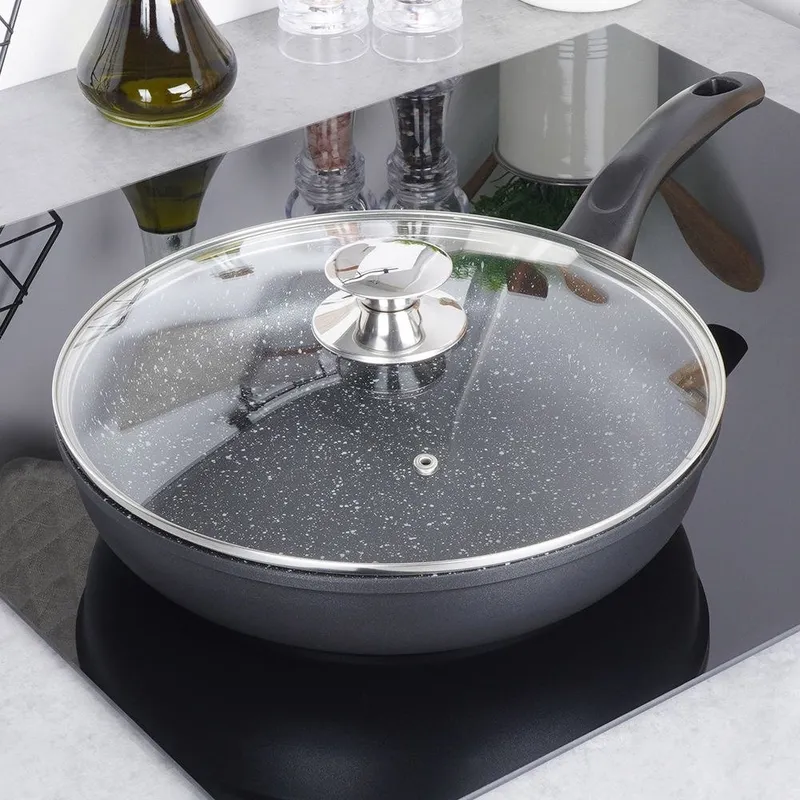 Patelnia Granitowa Z Pokrywką 28 cm Grande Do Indukcji MEBLIVA